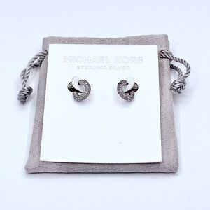 Michael Kors Silver Pave Stud Earrings NWT